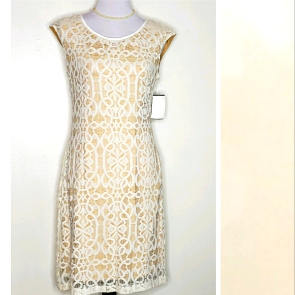 jcpenney Dresses New Jcpenney Ivory Nude Lace Overlay Dress Poshmark